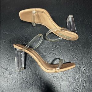 STEVEN Lucite Clear Nude Heel Sandals 8